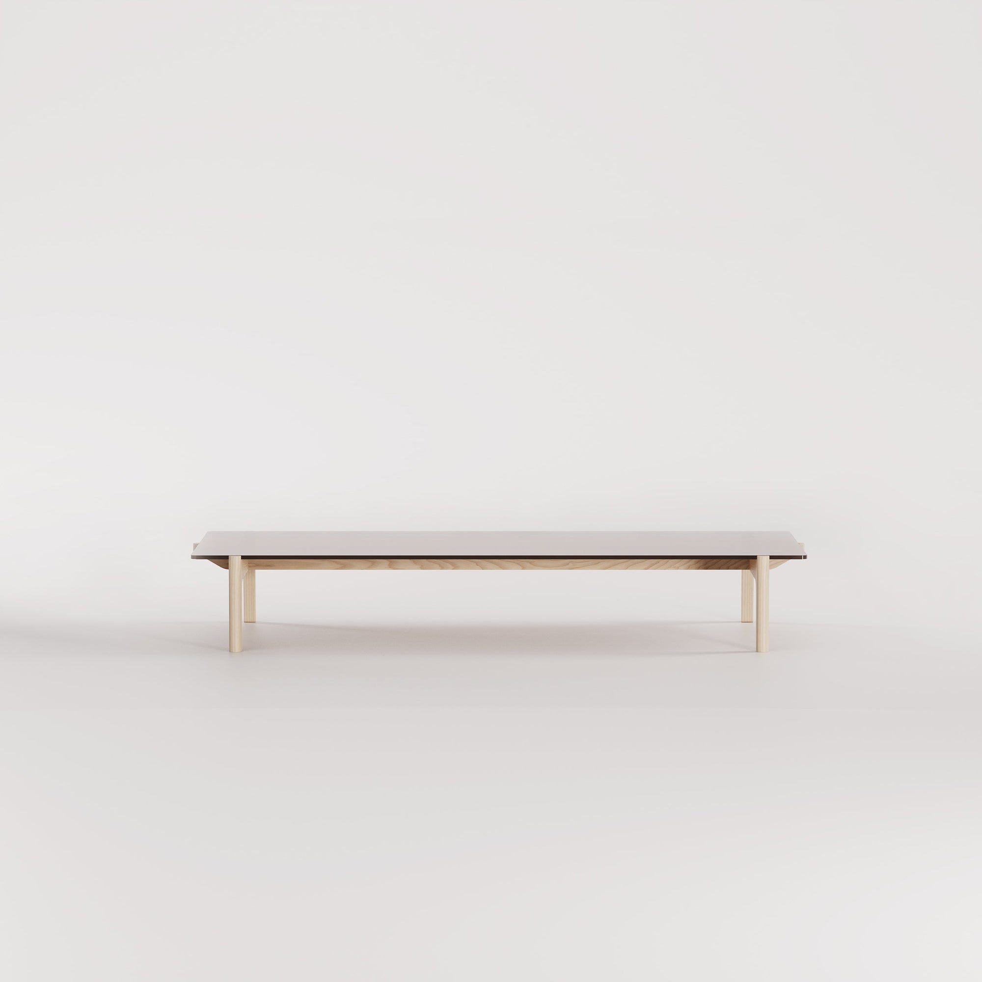 Glass and timber coffee table
