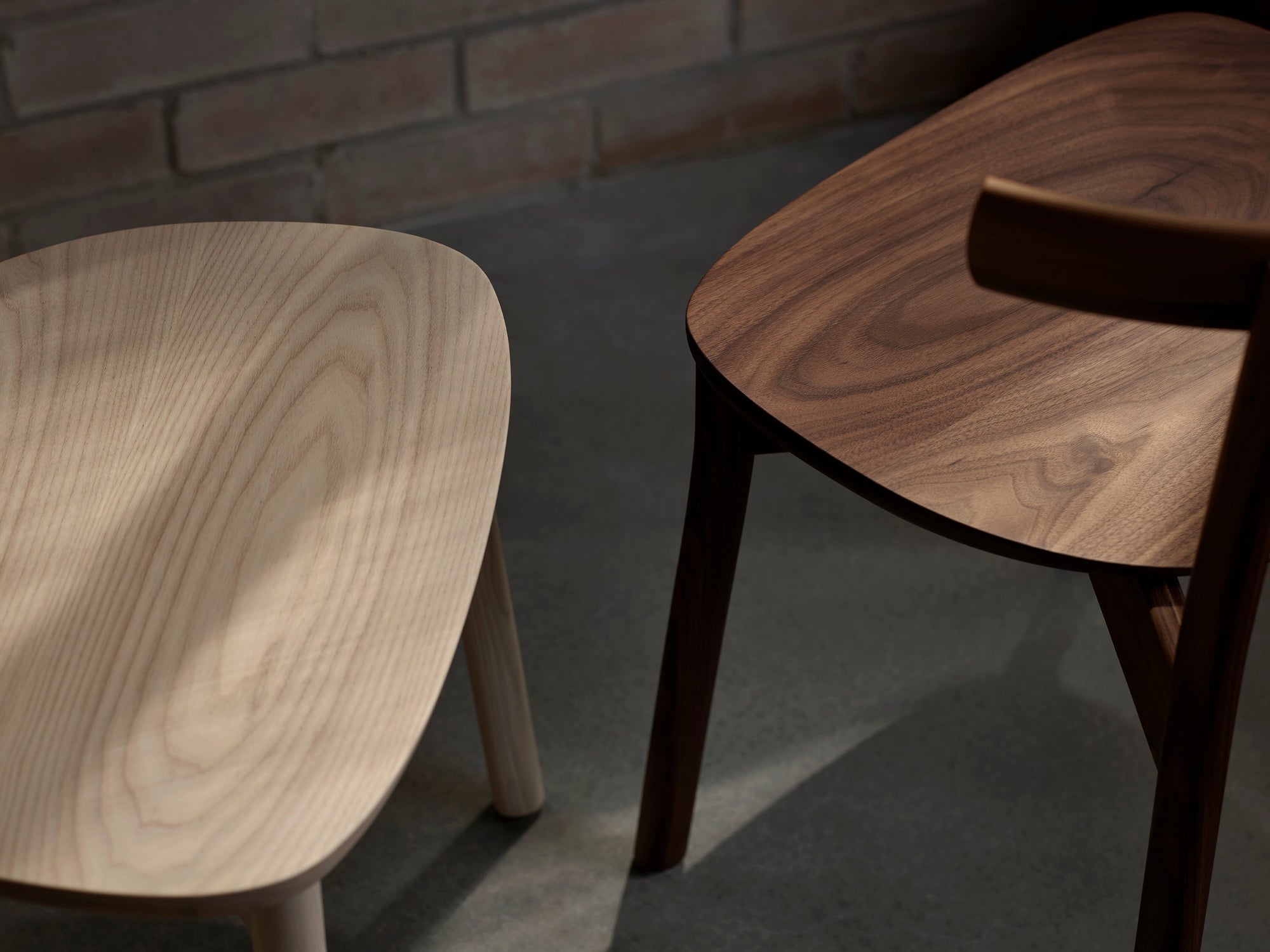 Mast Furniture chair seats in White Ash and Walnut
